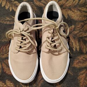 Polo Boys Tan Canvas Sneakers w/White and Navy Trim